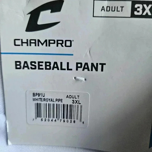 Champro Triple Crown Open Bottom Premium Baseball Pant Adult 3x NWT - Picture 6 of 8
